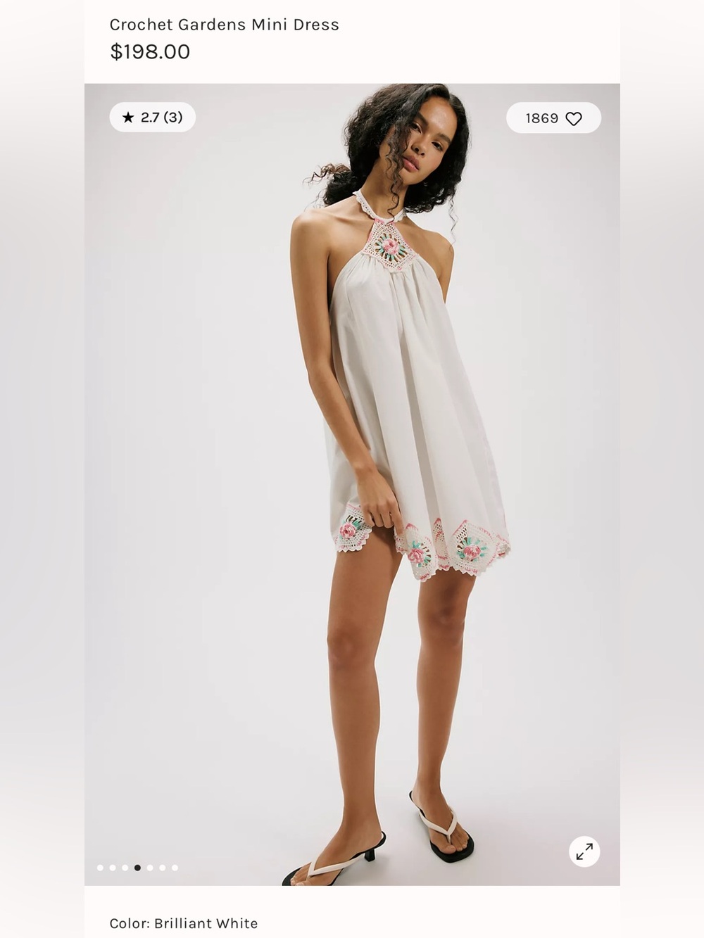 NWOT! Free People Crochet Gardens Mini Dress - Retail $198.00 - Picture 5 of 9